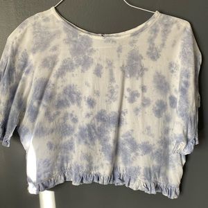 Flowy White & Blue Ruffle Blouse